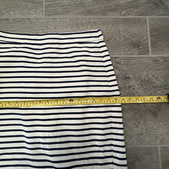 J.Crew Women’s The Pencil Skirt Size 6 White Navy Blue Stripe Cotton Linen Blend - Picture 5 of 8